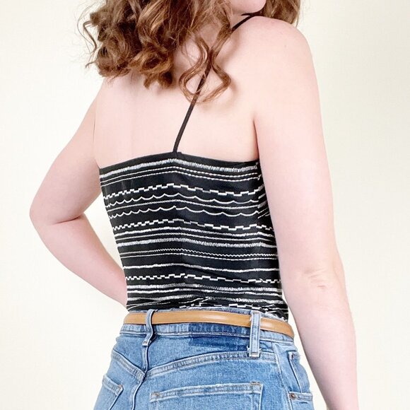 Vintage 90s Y2K 100% Silk Embroidered Tank Top Squared Neck Blouse Cami Shirt - Picture 2 of 6